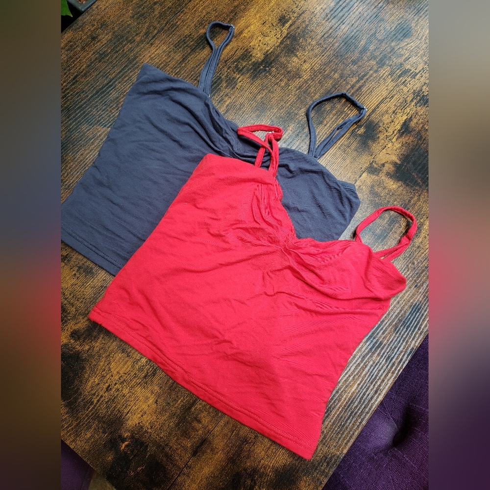 Lot Of 2 Sweetheart Tank Top, 90s Lined, Bodycon, Crop